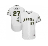 Men's Los Angeles Angels Of Anaheim #27 Mike Trout White Flexbase Authentic Collection Memorial Day Stitched MLB Jersey