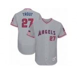 Men's Majestic Los Angeles Angels of Anaheim #27 Mike Trout Grey Stars & Stripes Authentic Collection Flex Base MLB Jersey