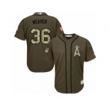 Men's Majestic Los Angeles Angels of Anaheim #36 Jered Weaver Replica Green Salute to Service MLB Jersey