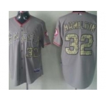 mlb Los Angeles Angels #32 Josh Hamilton Grey jerseys[number camo]