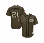 Cincinnati Reds #21 Reggie Sanders Green Salute to Service Stitched Baseball Jersey