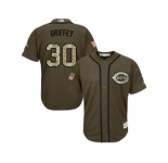 Cincinnati Reds #30 Ken Griffey Green Salute to Service Stitched MLB Jersey