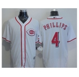 Cincinnati Reds #4 Brandon Phillips White New Cool Base Stitched Baseball Jersey