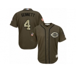 Cincinnati Reds #4 Scooter Gennett Authentic Green Salute to Service MLB Jersey