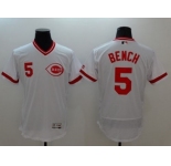 Cincinnati Reds #5 Johnny Bench White Flexbase Authentic Collection Cooperstown Stitched MLB Jersey