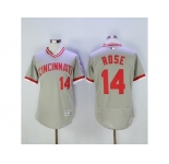 Men Cincinnati Reds #14 Pete Rose Majestic Grey Flexbase Authentic Cooperstown Player Jersey