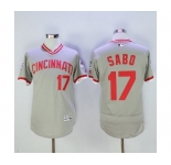Men Cincinnati Reds #17 Sabo Majestic Grey Flexbase Authentic Cooperstown Player Jersey
