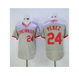 Men Cincinnati Reds #24 Tony Perez Majestic Grey Flexbase Authentic Cooperstown Player Jersey