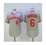 Men Cincinnati Reds #6 Billy Hamilton Majestic Grey Flexbase Authentic Cooperstown Player Jersey