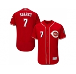 Men Cincinnati Reds #7 Eugenio Suarez Grey Flexbase Authentic Collection Stitched MLB Jersey
