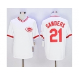 Men Mitchell And Ness Cincinnati Reds #21 Reggie Sanders White Throwback Stitched MLB Jersey