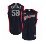 Men's Cincinnati Reds #58 Luis Castillo Authentic Navy Blue National League 2019 Baseball All-Star Jersey