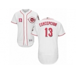 Men's Majestic Cincinnati Reds #13 Dave Concepcion White Flexbase Authentic Collection MLB Jersey