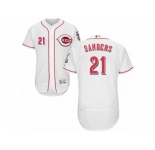 Men's Majestic Cincinnati Reds #21 Reggie Sanders White Flexbase Authentic Collection MLB Jersey