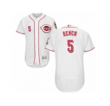 Men's Majestic Cincinnati Reds #5 Johnny Bench White Flexbase Authentic Collection MLB Jersey