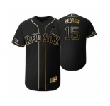 Men 2019 Golden Edition Boston Red Sox Black #15 Dustin Pedroia Flex Base Jersey