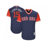 Men's 2017 Little League World Series Red Sox Dustin Pedroia #15 Laser Show Navy Jersey