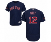 Men's Majestic Boston Red Sox #12 Brock Holt Navy Blue Alternate Flex Base Authentic Collection 2018 World Series Champions MLB Jersey