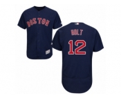 Men's Majestic Boston Red Sox #12 Brock Holt Navy Blue Flexbase Authentic Collection MLB Jersey