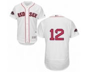 Men's Majestic Boston Red Sox #12 Brock Holt White Home Flex Base Authentic Collection 2018 World Series Champions MLB Jersey