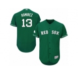 Men's Majestic Boston Red Sox #13 Hanley Ramirez Green Celtic Flexbase Authentic Collection MLB Jersey