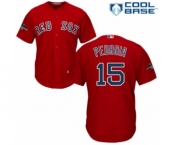 Men's Majestic Boston Red Sox #15 Dustin Pedroia Replica Red Alternate Home Cool Base 2018 World Series Champions MLB Jersey
