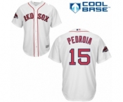 Men's Majestic Boston Red Sox #15 Dustin Pedroia Replica White Home Cool Base 2018 World Series Champions MLB Jersey