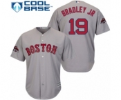 Men's Majestic Boston Red Sox #19 Jackie Bradley Jr Replica Grey Road Cool Base 2018 World Series Champions MLB Jersey
