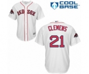 Men's Majestic Boston Red Sox #21 Roger Clemens Replica White Home Cool Base 2018 World Series Champions MLB Jersey