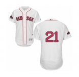 Men's Majestic Boston Red Sox #21 Roger Clemens White Home Flex Base Authentic Collection 2018 World Series Champions MLB Jersey