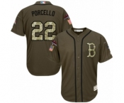 Men's Majestic Boston Red Sox #22 Rick Porcello Authentic Green Salute to Service 2018 World Series Champions MLB Jersey