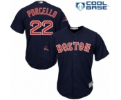Men's Majestic Boston Red Sox #22 Rick Porcello Replica Navy Blue Alternate Road Cool Base 2018 World Series Champions MLB Jersey