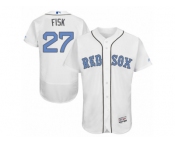Men's Majestic Boston Red Sox #27 Carlton Fisk Authentic White 2016 Father's Day Fashion Flex Base MLB Jersey
