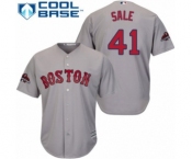Men's Majestic Boston Red Sox #41 Chris Sale Replica Grey Road Cool Base 2018 World Series Champions MLB Jersey