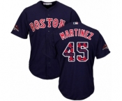 Men's Majestic Boston Red Sox #45 Pedro Martinez Authentic Navy Blue Team Logo Fashion Cool Base 2018 World Series Champions MLB Jersey