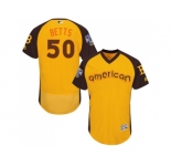 Men's Majestic Boston Red Sox #50 Mookie Betts Yellow 2016 All-Star American League BP Authentic Collection Flex Base MLB Jersey