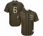 Men's Majestic Boston Red Sox #6 Johnny Pesky Authentic Green Salute to Service 2018 World Series Champions MLB Jersey