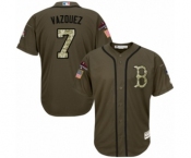 Men's Majestic Boston Red Sox #7 Christian Vazquez Authentic Green Salute to Service 2018 World Series Champions MLB Jersey
