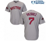 Men's Majestic Boston Red Sox #7 Christian Vazquez Replica Grey Road Cool Base 2018 World Series Champions MLB Jersey