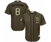 Men's Majestic Boston Red Sox #8 Carl Yastrzemski Authentic Green Salute to Service 2018 World Series Champions MLB Jersey