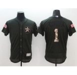 Men Houston Astros #1 Carlos Correa Majestic Green Salute to Service Flexbase Authentic Collection Jersey
