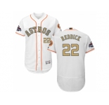 Men Houston Astros #22 Josh Reddick White FlexBase Authentic 2018 Gold Program Stitched Baseball Jersey
