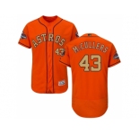 Men Houston Astros #43 Lance McCullers Orange FlexBase Authentic 2018 Gold Program Stitched Baseball Jersey