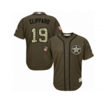 Men Majestic Houston Astros #19 Tyler Clippard Replica Green Salute to Service MLB Jersey