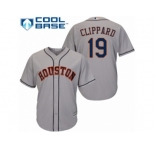 Men Majestic Houston Astros #19 Tyler Clippard Replica Grey Road Cool Base MLB Jersey