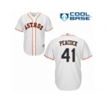 Men Majestic Houston Astros #41 Brad Peacock Replica White Home Cool Base MLB Jersey