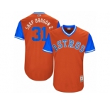 Men's 2017 Little League World Series Astros Collin McHugh #31 Snap Dragon 2 Orange Jersey