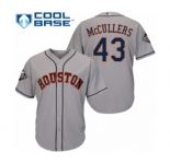 Men's Houston Astros #43 Lance McCullers Replica Grey Road Cool Base 2019 World Series Bound Baseball Jersey
