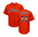 Men's Houston Astros #55 Ryan Pressly Authentic Orange Team Logo Fashion Cool Base Baseball Jersey
