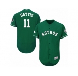 Men's Majestic Houston Astros #11 Evan Gattis Green Celtic Flexbase Authentic Collection MLB Jersey